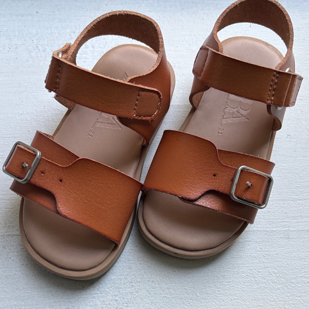 Zara Tan Kids Sandals with Buckle